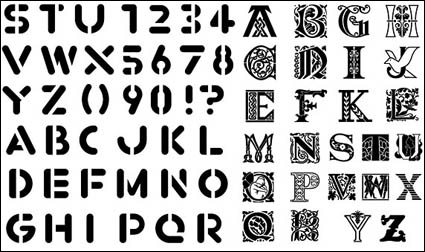 English letters, numbers vector material