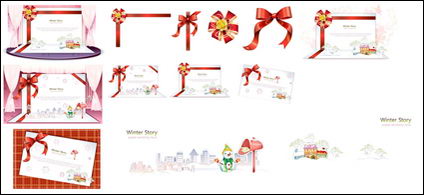 Exquisite Christmas three-dimensional greeting cards vector material