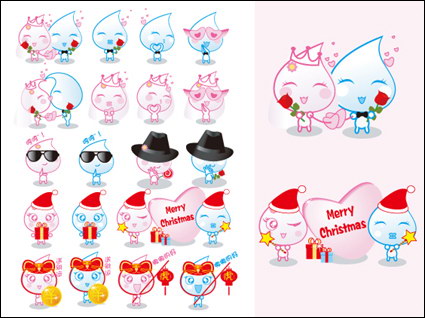 Cartoon cute little drop of water present