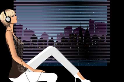Fashion women vector window material