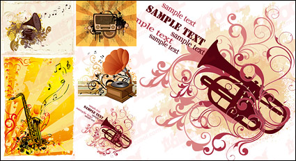 Gramophone, trumpet music,vector material