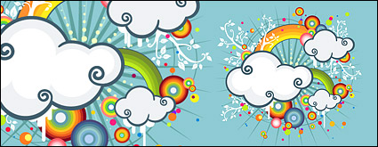 Rainbow, clouds trend illustrations