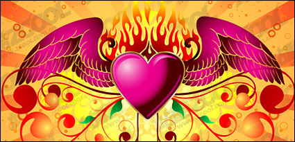 Vector material flame wings of love
