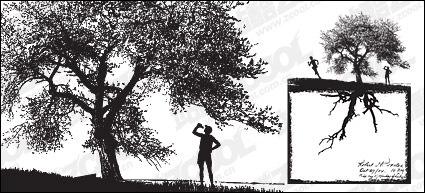 People with tree silhouettes